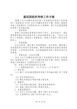 基层团组织考核工作方案