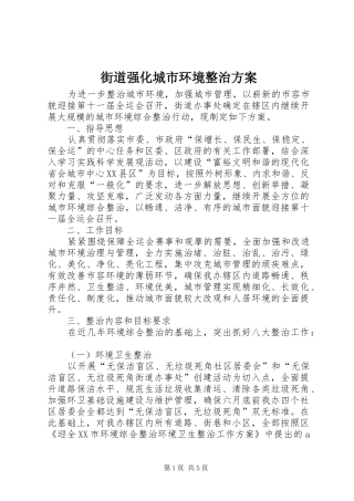 街道强化城市环境整治方案