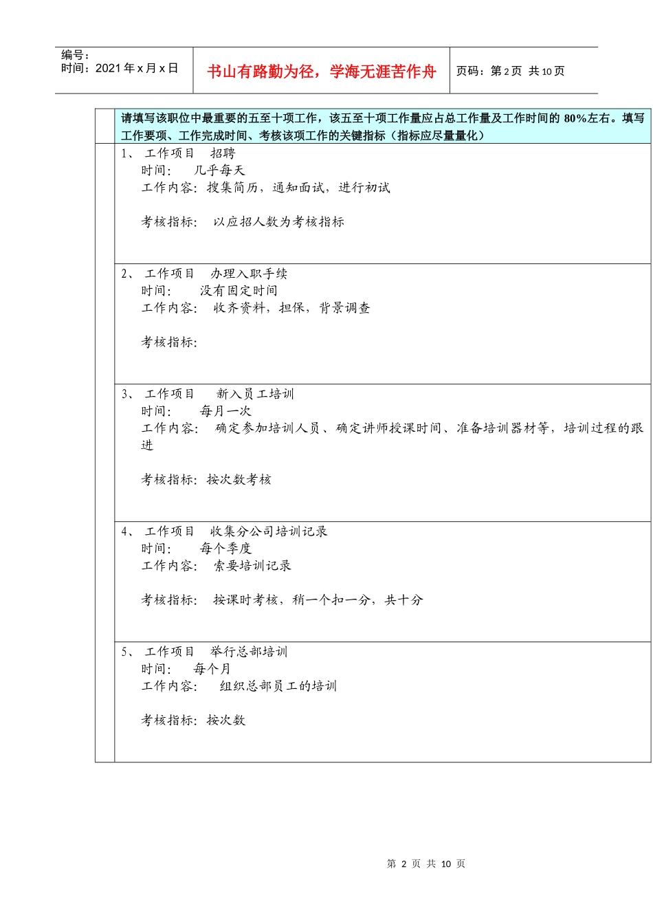 工作分析调查问卷（关亚丽）_第2页