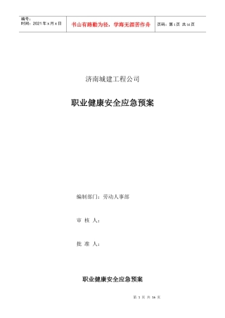 工程公司健康安全应急预案