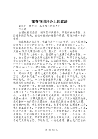 在春节团拜会上的演讲致辞范文