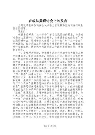 在政法委研讨会上的发言稿