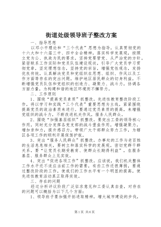 街道处级领导班子整改方案