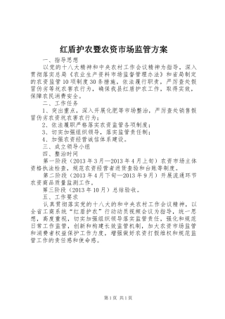 红盾护农暨农资市场监管方案