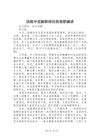 法院中层副职岗位的竞职演讲稿
