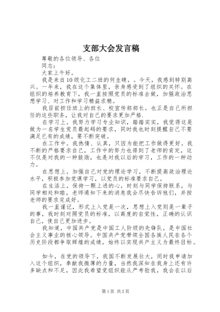 支部大会发言稿范文