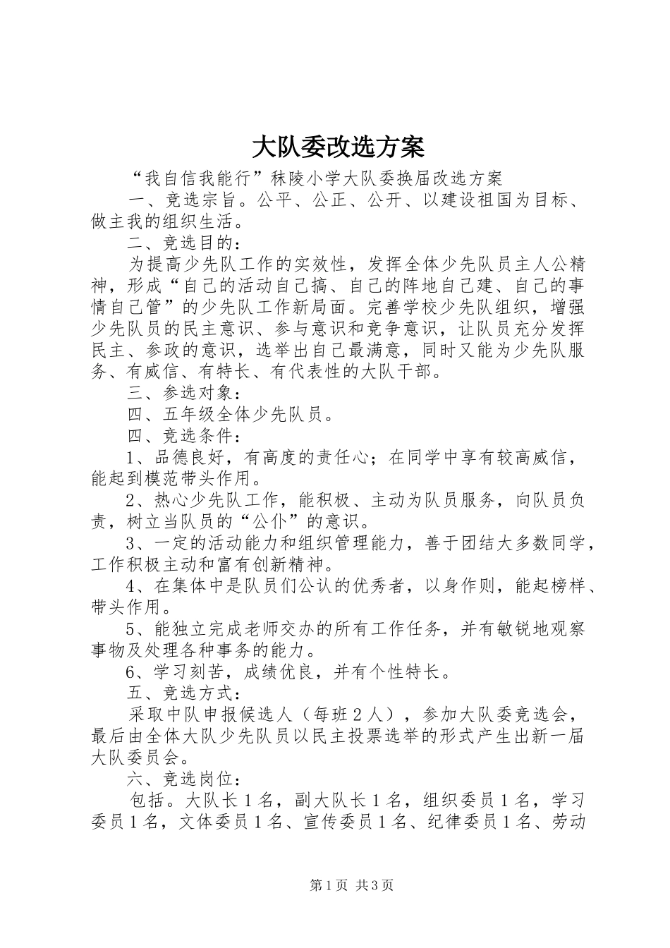 大队委改选方案_第1页