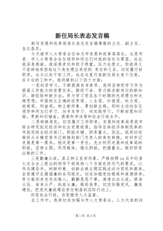新任局长表态发言