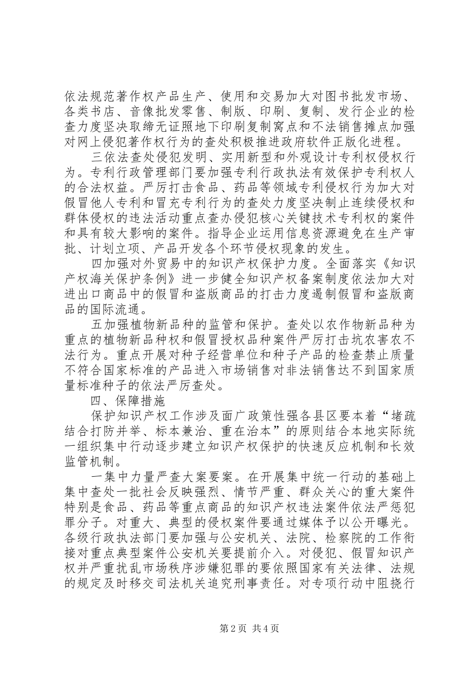 ×市保护知识产权专项行动方案_第2页