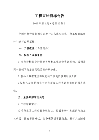 工程审计招标公告