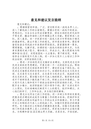 意见和建议发言材料