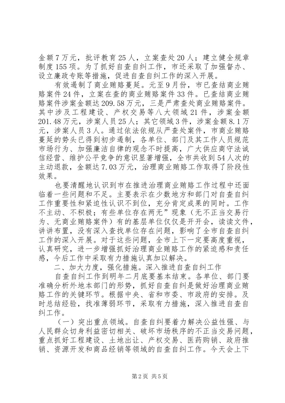 商业贿赂整治领导大会发言稿_第2页