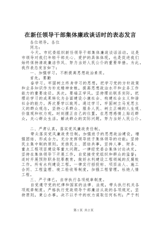 在新任领导干部集体廉政谈话时的表态发言稿
