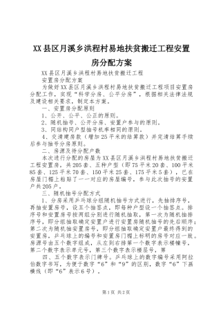 XX县区月溪乡洪程村易地扶贫搬迁工程安置房分配方案