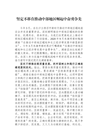坚定不移在推动中部地区崛起中奋勇争先