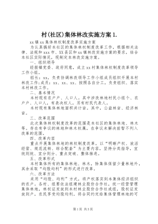 村(社区)集体林改实施方案1.