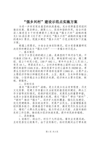 “强乡兴村”建设示范点实施方案
