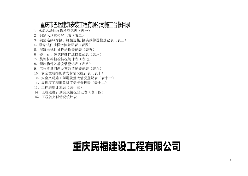巴岳公司施工台帐表_第1页
