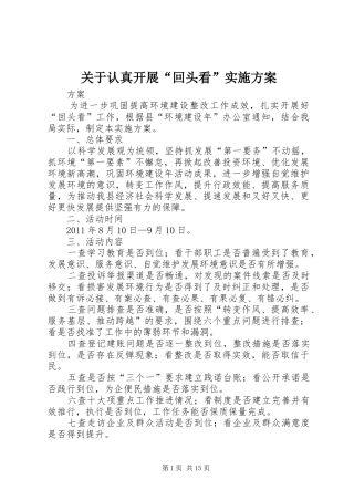 关于认真开展“回头看”实施方案