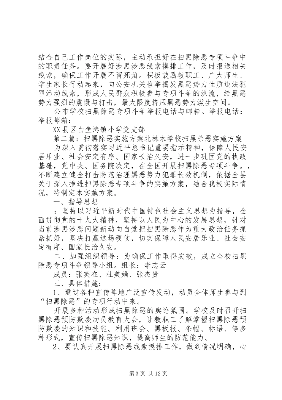 白鱼湾镇小学扫黑除恶实施方案_第3页