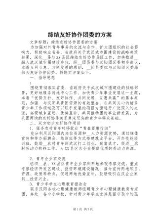 缔结友好协作团委的方案