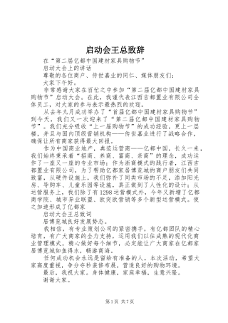 启动会王总演讲致辞