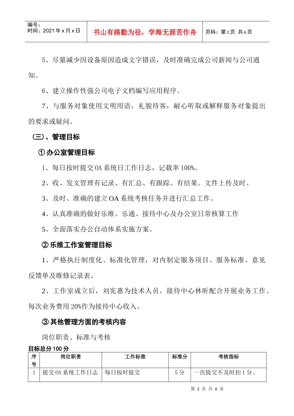 岗位目标管理责任书(网络干事)_第2页