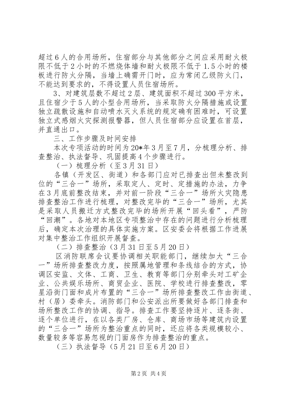 场所火灾隐患集中整治工作方案_第2页