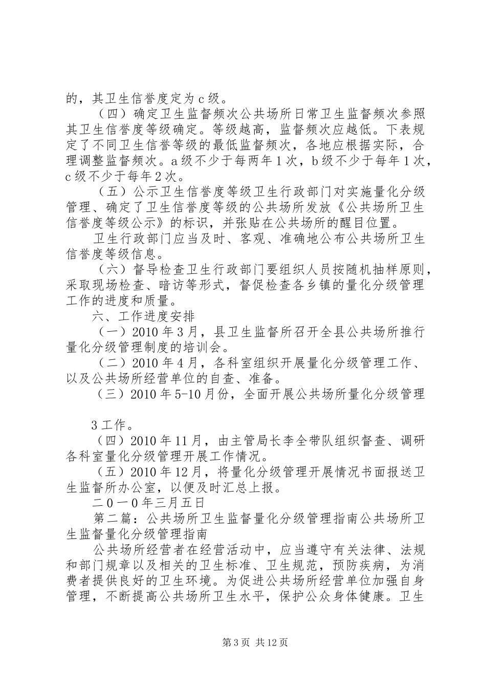 公共场所卫生监督量化分级管理制度实施方案[5篇模版]_第3页