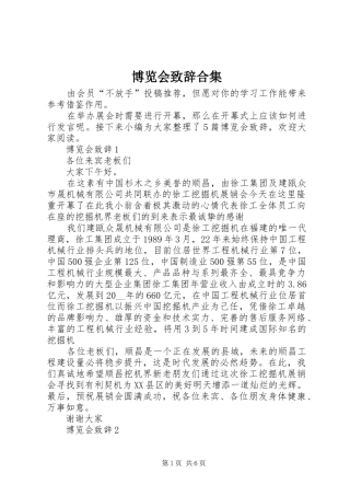 博览会演讲致辞合集