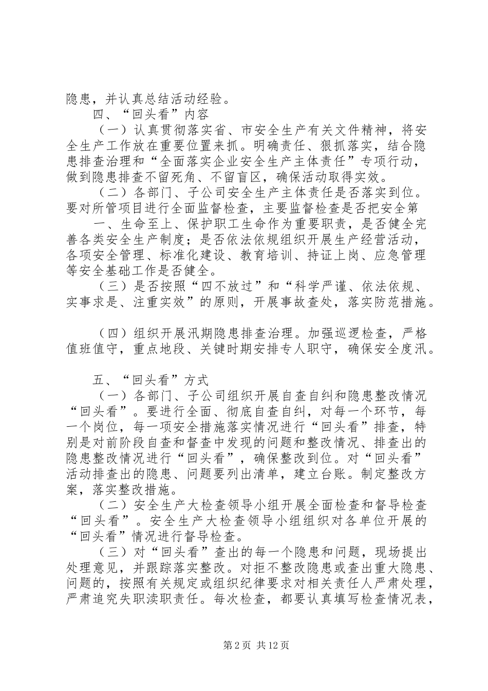 安全生产大检查回头看工作方案_第2页