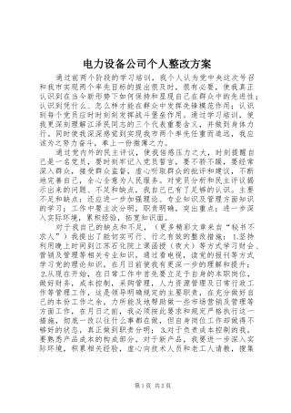 电力设备公司个人整改方案