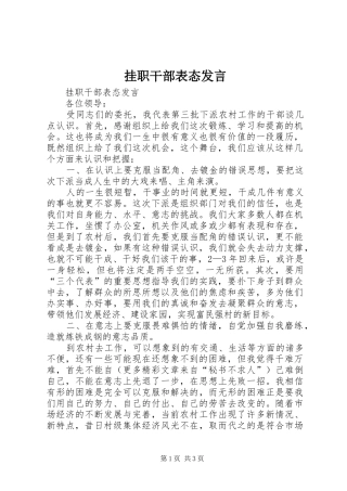 挂职干部表态发言材料