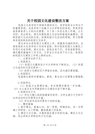 关于校园文化建设整改方案