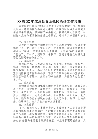 XX镇XX年应急处置及抢险救援工作预案