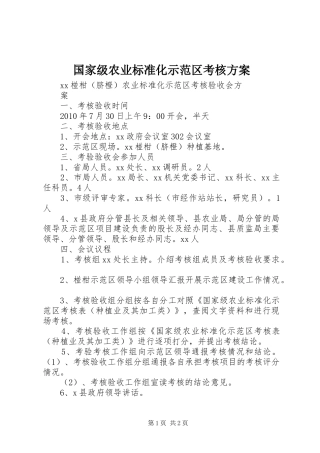 国家级农业标准化示范区考核方案
