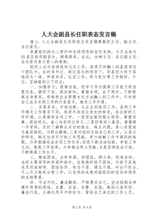 人大会副县长任职表态发言