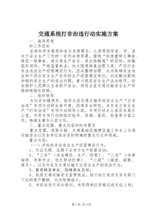 交通系统打非治违行动实施方案