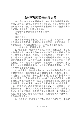 农村环境整治表态发言