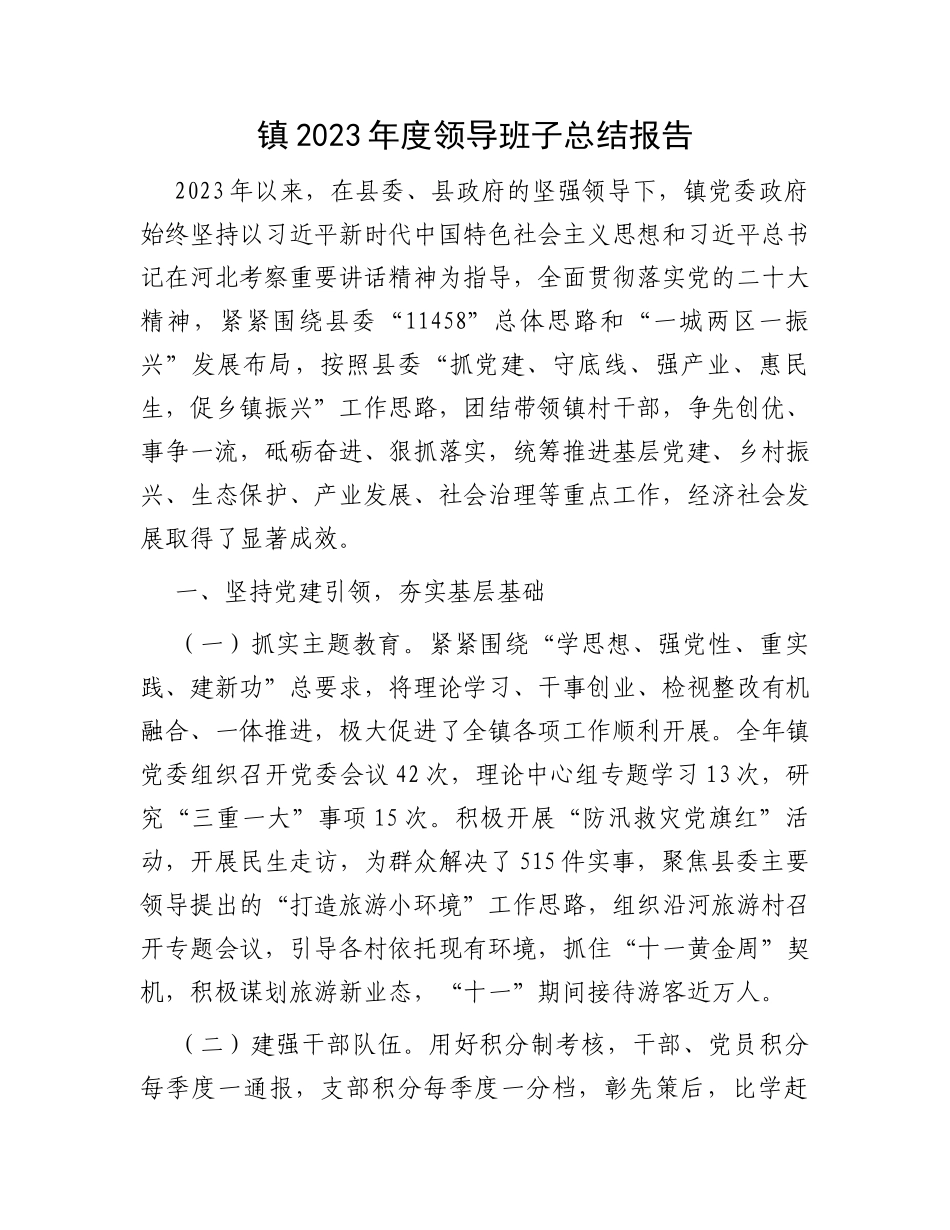 镇2023年度领导班子总结报告_第1页