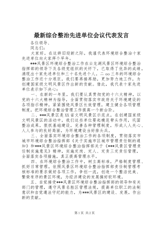 最新综合整治先进单位会议代表发言稿