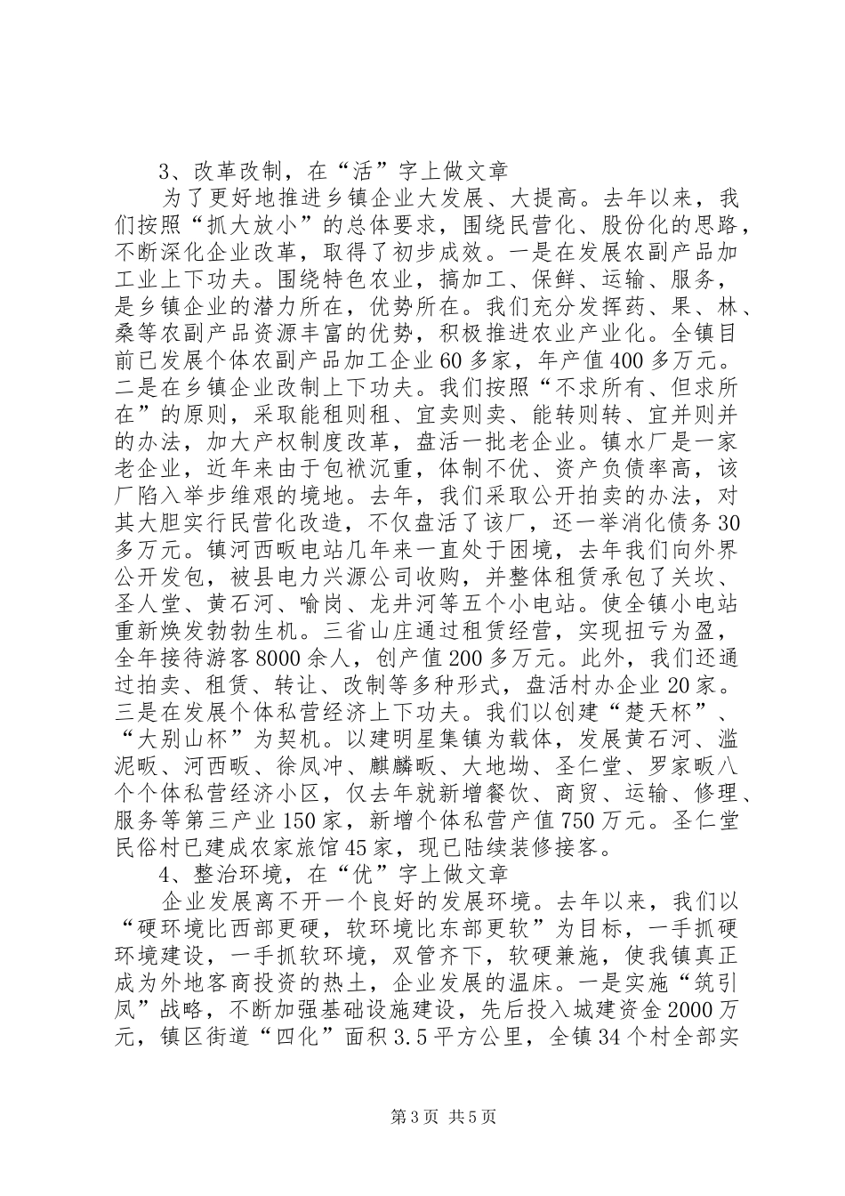 县乡镇企业工作会上的发言材料提纲_第3页