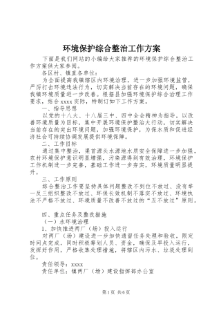 环境保护综合整治工作方案
