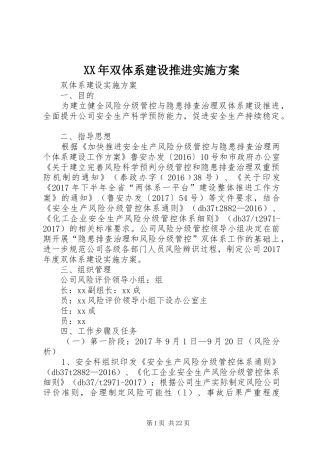 XX年双体系建设推进实施方案