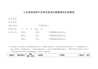 1工业危险废物产生单位规范化管理指标及抽查表