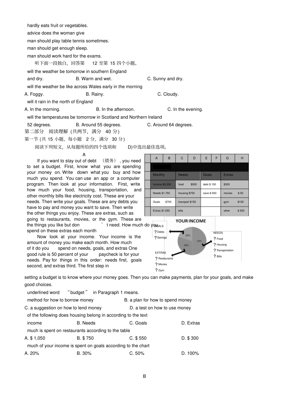 2017年杭州市中考英语试题及答案_第2页