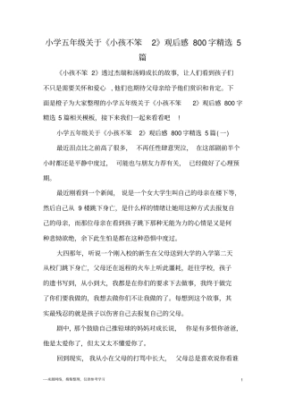 小学五年级关于《小孩不笨2》观后感800字精选5篇