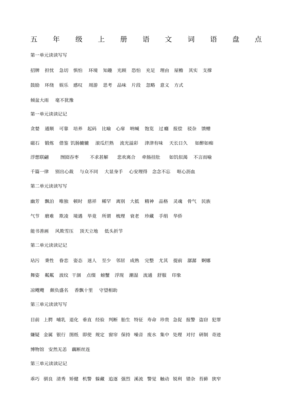 五年级上册语文词语盘点_第1页