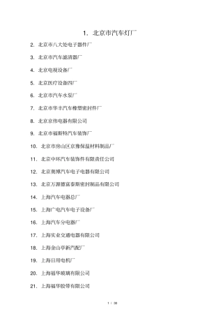 大型汽车配件生产厂家名录