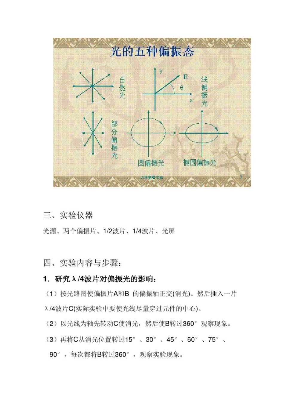 大物实验光的偏振实验报告_第3页